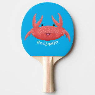 Cute red spotty crab cartoon afbeelding tafeltennisbatje