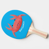 Cute red spotty crab cartoon afbeelding tafeltennisbatje (Zijkant)