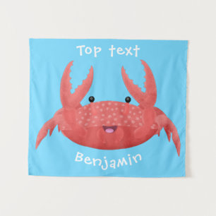 Cute red spotty crab cartoon afbeelding wandkleed