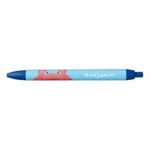Cute red spotty crab cartoon afbeelding zwarte inkt pen