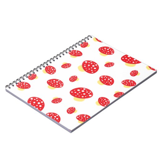Cute Red Spotty Toadstool Mushrooms Pattern Notitieboek (Linkerzijde)