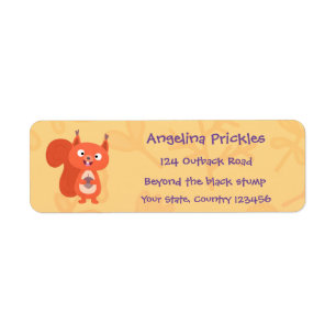 Cute red squirrel cartoon etiket