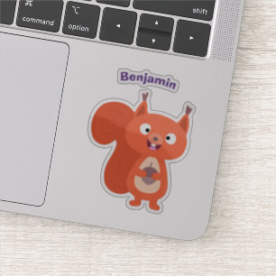 Cute red squirrel cartoon sticker