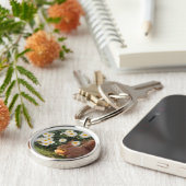 Cute Red Squirrel en Daisies Sleutelhanger (Zijkant)