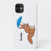 Cute red squirrel met paraplu-cartoon Case-Mate iPhone case (Achterkant)
