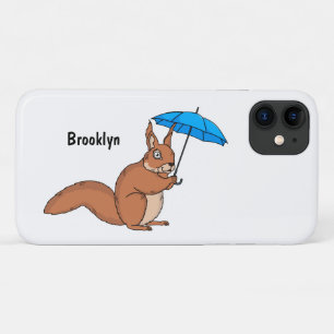 Cute red squirrel met paraplu-cartoon iPhone 11 hoesje