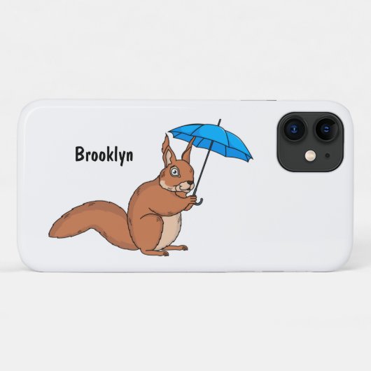 Cute red squirrel met paraplu-cartoon Case-Mate iPhone case (Achterkant (horizontaal))