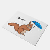 Cute red squirrel met paraplu-cartoon deurmat (Schuin)