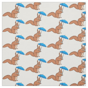 Cute red squirrel met paraplu-cartoon stof