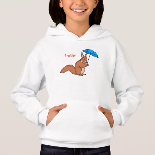 Cute red squirrel with umbrella cartoon (Devant)