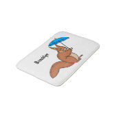 Cute red squirrel with umbrella cartoon  badmat (Gekanteld)