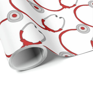 Cute Red Stethoscoop-verpleegster Cadeaupapier