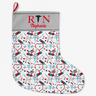 Cute Red Stethoscope Nurse | Doctor EKG Pattern   Grote Kerstsok