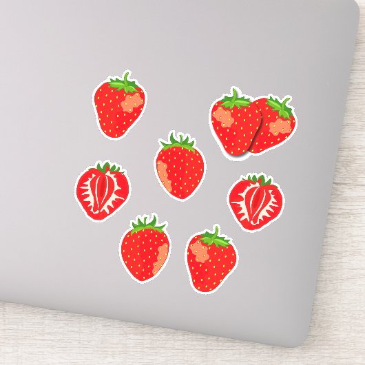 Cute Red Strawberries Sticker (Detail)