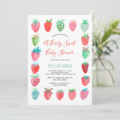 Cute Red Strawberry baby shower budget invitation (Debout devant)