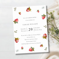 Cute Red Strawberry Fête des mariées Invitation