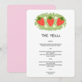 Cute Red Strawberry Leafy Mariage Menu Invitation (Devant / Derrière)