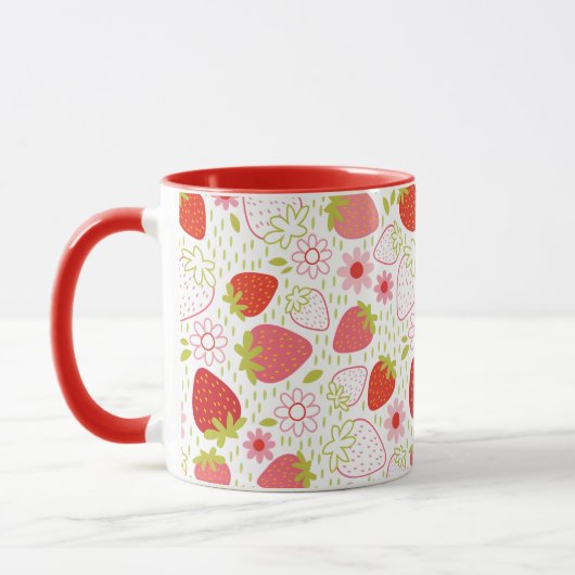 Cute Red Strawberry Pattern Mok (Links)