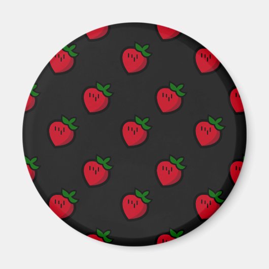 Cute Red Strawberry Pattern voor Vegetariërs Magneet (Voorkant)