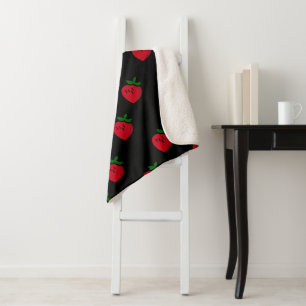 Cute Red Strawberry Pattern voor Vegetariërs Sherpa Deken