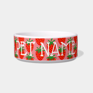 Cute red strawberry print custom pet bowl for dog voerbakje