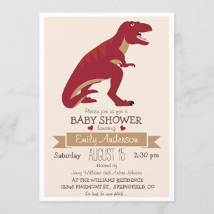 Cute Red T-Rex Dinosaur Baby shower of Sprinkle Kaart