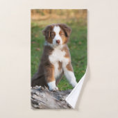 Cute Red Tri Australian Shepherd Chien Chien Chien (Serviette à main)