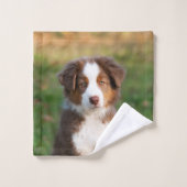 Cute Red Tri Australian Shepherd Chien Chien Chien (Gant de toilette)