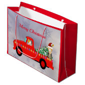 Cute Red Truck Cats Kerstmis Groot Cadeauzakje (Voorkant Gekanteld)