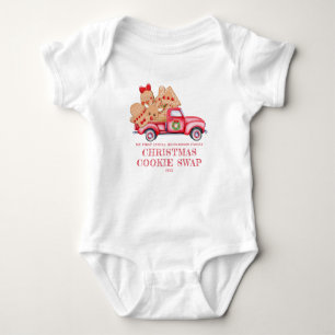 Cute Red Truck Kerstkoekje Swap Romper