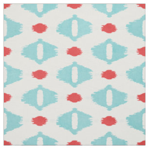 Cute red turkooizen white ikat tribal patronen stof