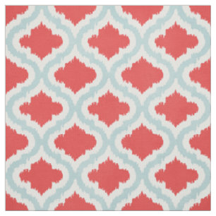 Cute red turquoise ikat Moroccan patroon Stof
