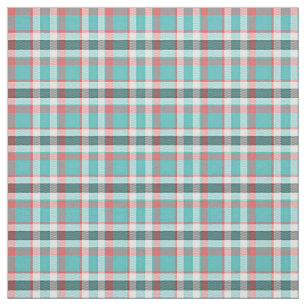 Cute Red Turquoise Retro Chic Tartan Patroon Stof