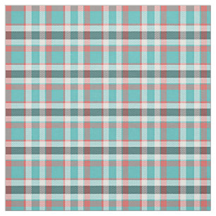 Cute Red Turquoise Retro Chic Tartan Patroon Stof