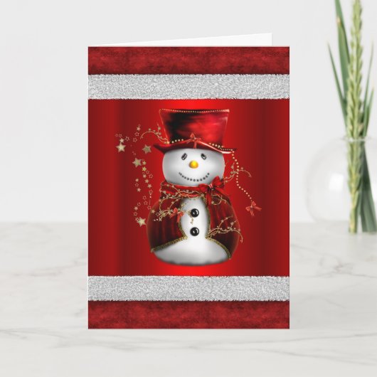 Cute Red Velvet Snowman Kerstmis Kaart (Voorkant)