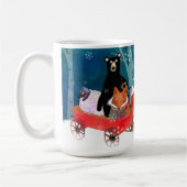 Cute Red Wagon with Bear, Fox, and Sheep Mug (Gauche)