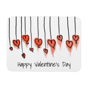 Cute Red Waterverf hoort Happy Valentine's Day Magneet