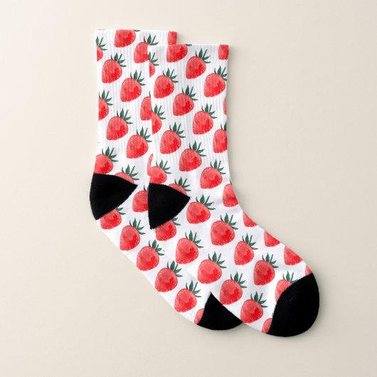 Cute Red Waterverf Strawberry Pattern Sokken (Paar)