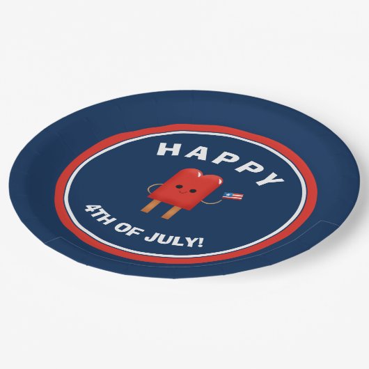 Cute Red, White & Blue Popsicle 4 juli Papieren Bordje (Gekanteld)