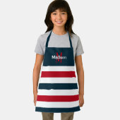 Cute Red White Blue Stripes Monogram Kinder Schort (Insitu)