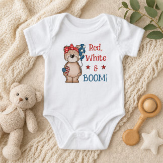 Cute Red, White & Boom Patriotic Romper
