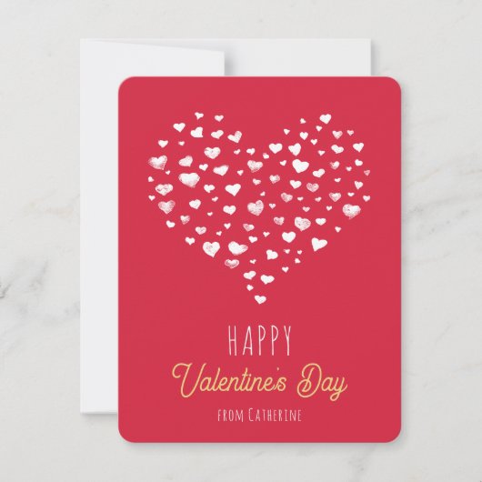 Cute Red White hoort Happy Valentine's dag Notitiekaartje (Voorkant)