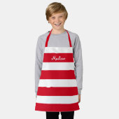 Cute Red White Stripes Kinder Schort (Gedragen)