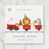 Cute Red Woodland Animal Train Elke zondag Bedankjes Labels (Voorkant)