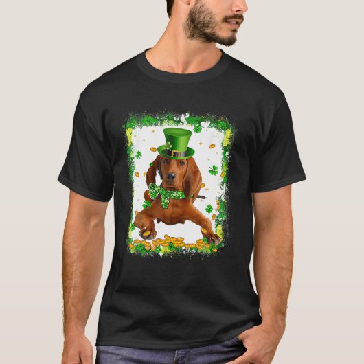 Cute Redbone Coonhound Dog St Patricks Day Irish S T-shirt (Voorkant)