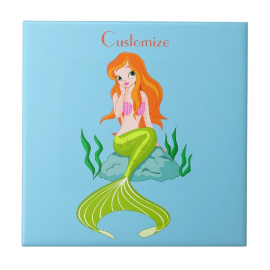 Cute Redkopmermaid Thunder_Cove Tegeltje (Voorkant)