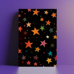 Cute Regenboog Kleurige Sterren Sfeer Zwarte Achte Briefkaart