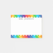 Cute Regenboog Legpuzzelstukken Docenten Naam Post-it® Notes (Voorkant)