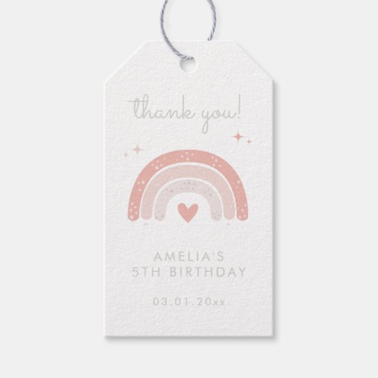 Cute Regenboog Meisje Verjaardag Bedankt Favor Cadeaulabel (Voorkant)