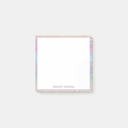 Cute regenboogkleuren glitter custom minimum moder post-it® notes (Voorkant)